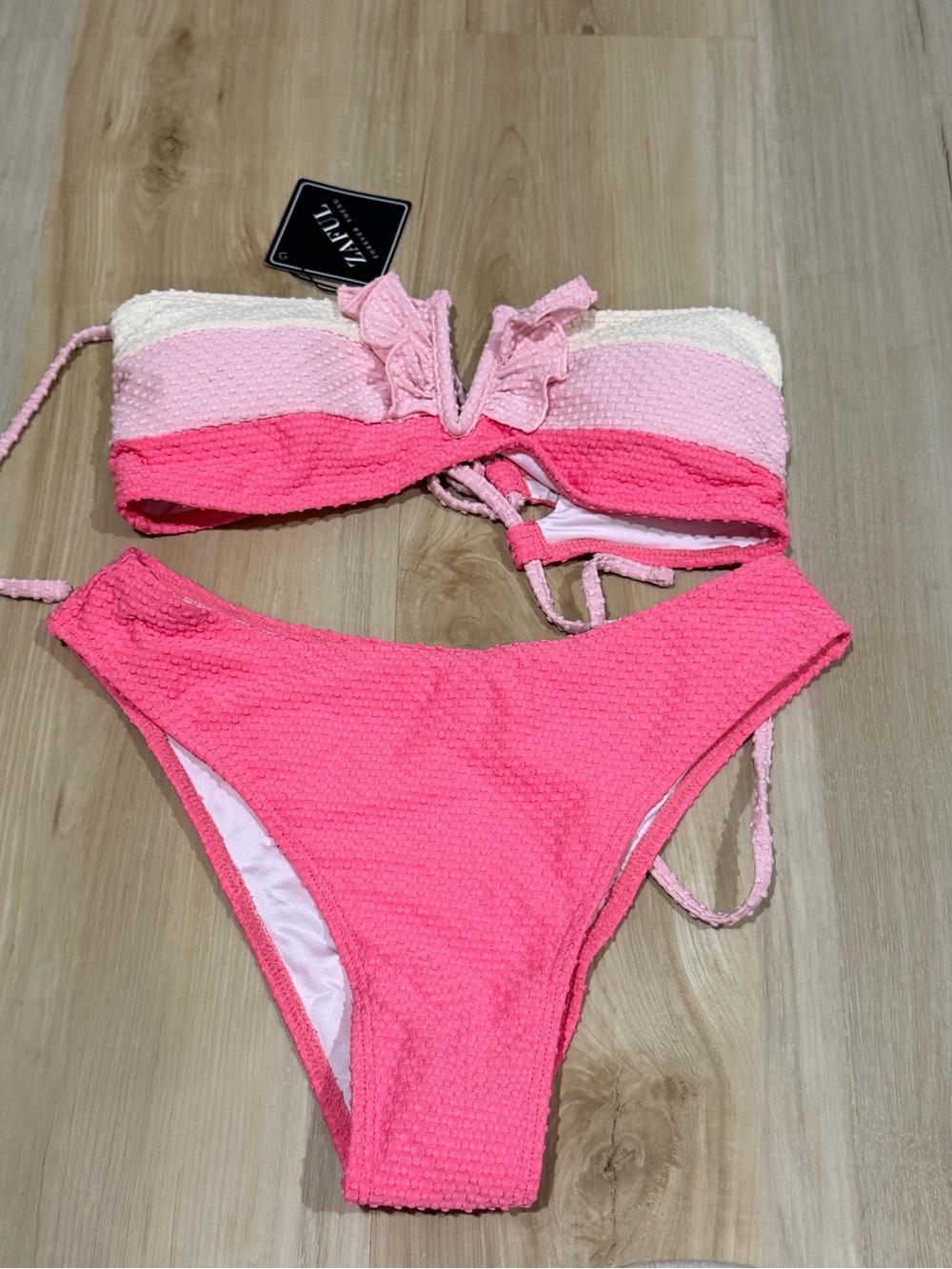 Textured Pink Ombre Bikini Set
